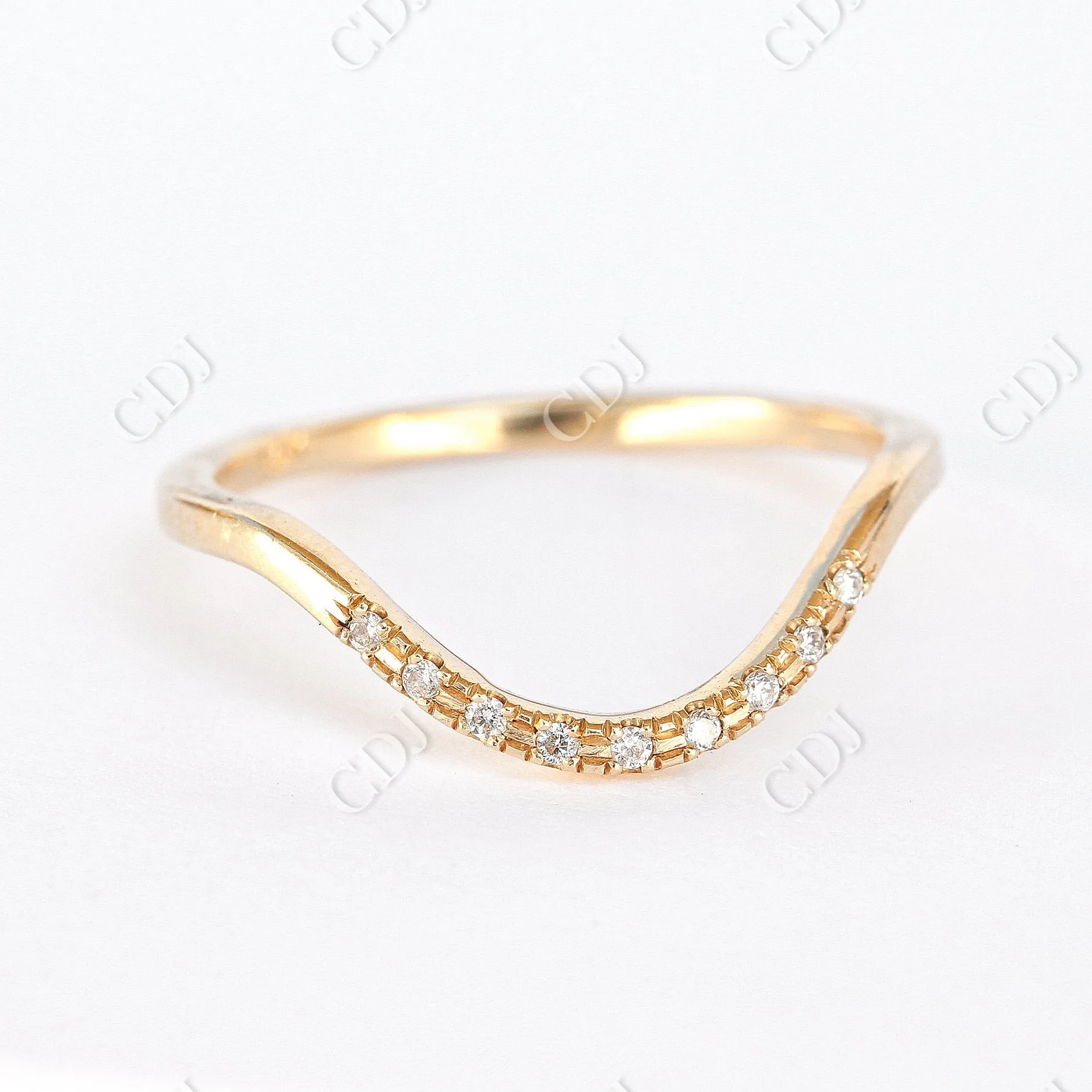 0.05CTW Unique Curved Delicate Natural Diamond Wedding Ring