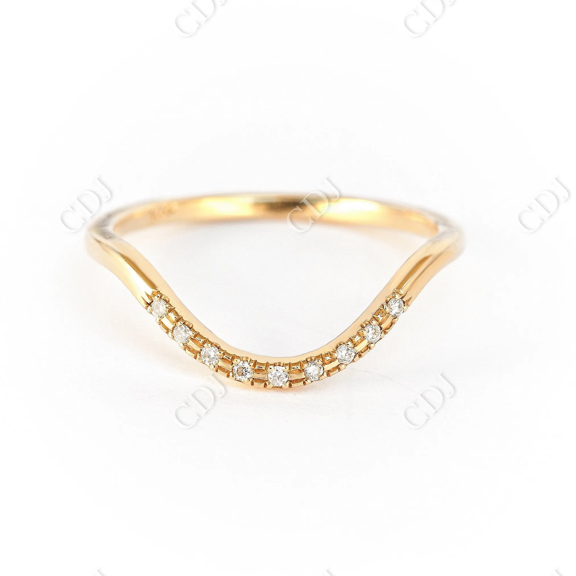 0.05CTW Unique Curved Delicate Natural Diamond Wedding Ring