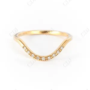 0.05CTW Unique Curved Delicate Natural Diamond Wedding Ring