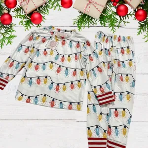 $10.00 EA -- 4-5T X 2/5-6T X 2/6-7T X 2 - Kids 2 Pc Christmas Pajamas - Holiday Lights