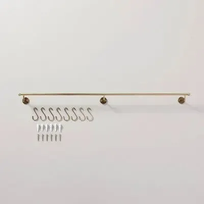 36" Modern Trim Metal S-Hook Wall Rack Brass Finish - Hearth & Hand with Magnolia