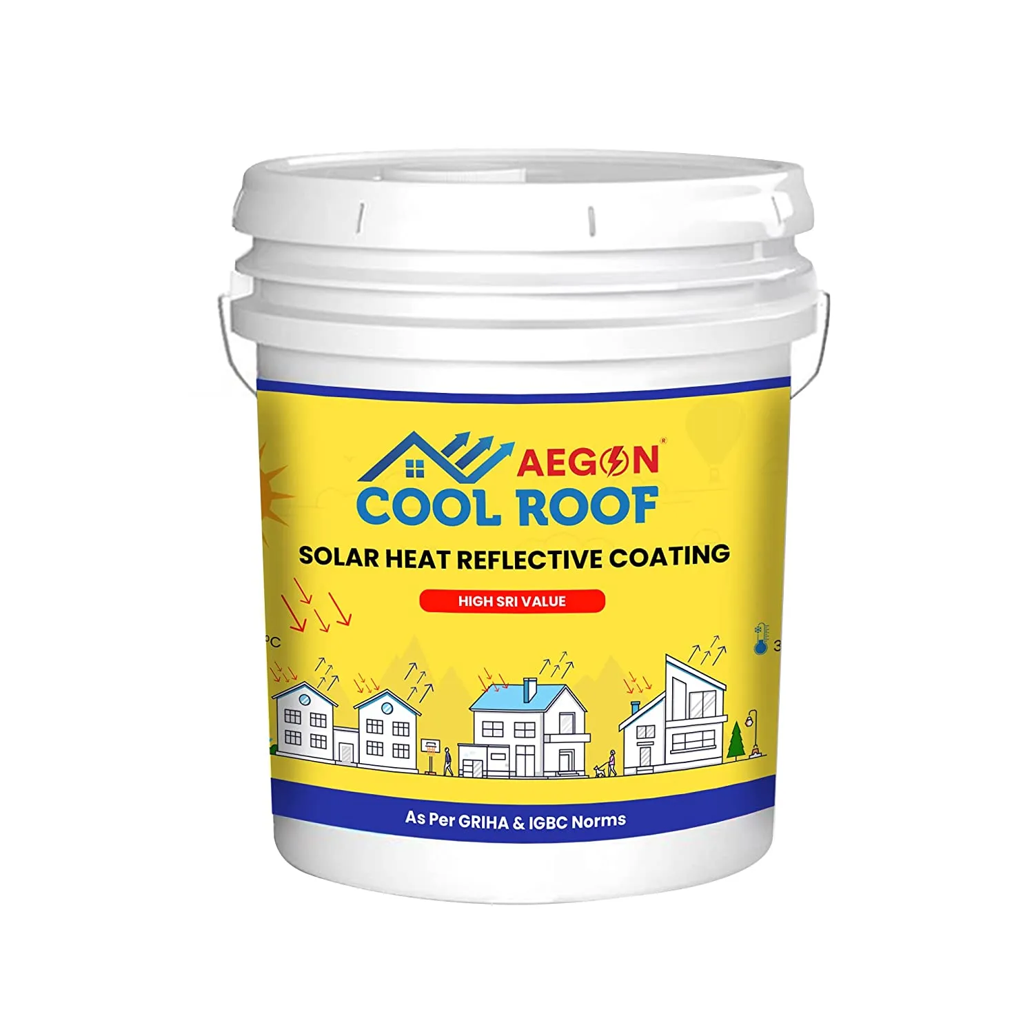 Aegon Cool Roof Coating - High SRI Heat Resistant, Terrace Cooling Paint (20 Ltrs, Covers 600 Sq.ft)