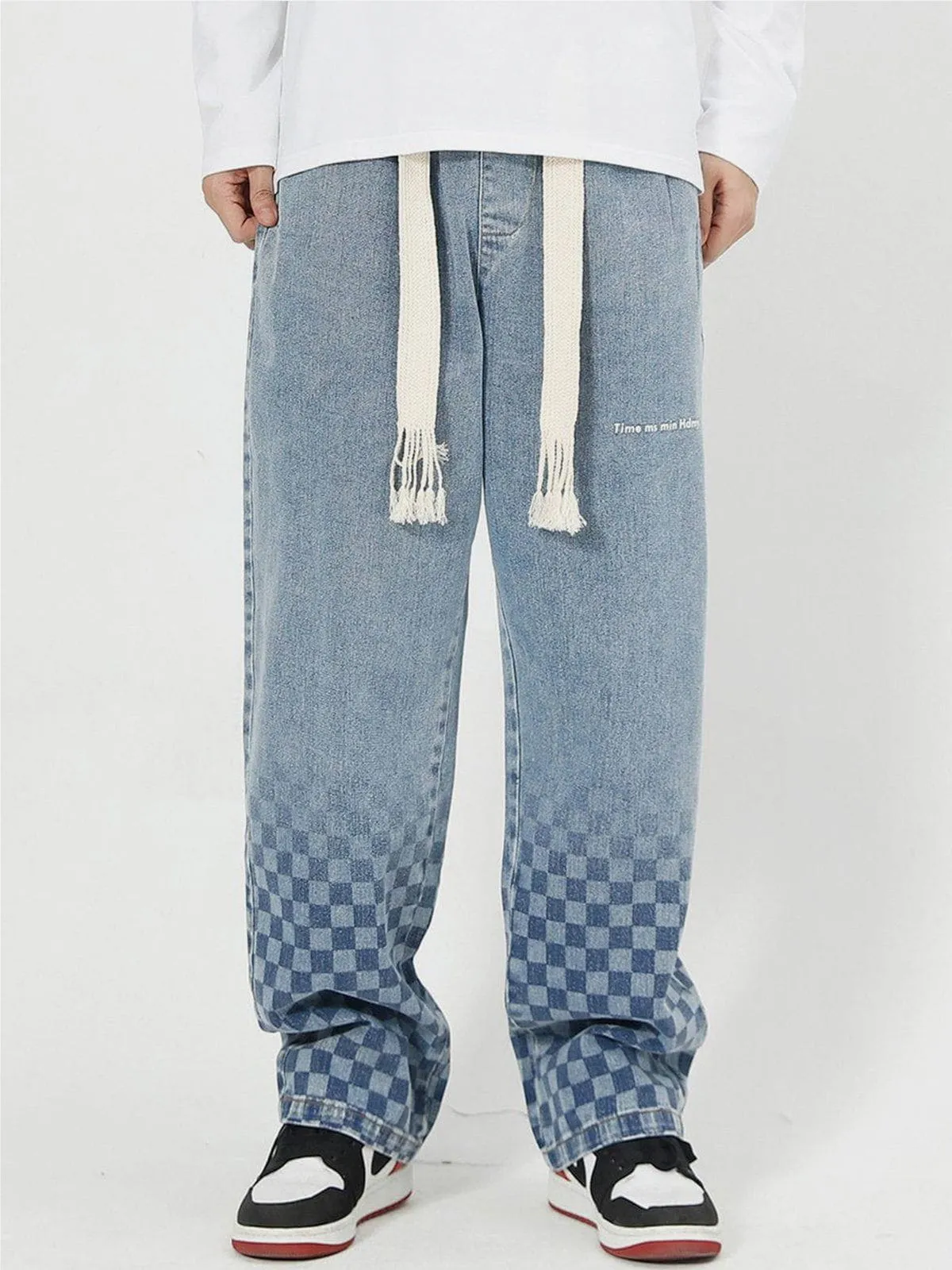 AlanBalen® - Checkerboard Print Jeans