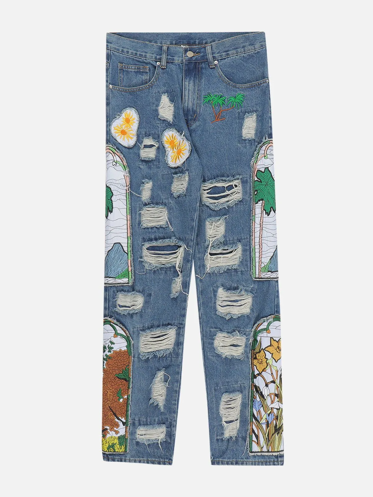 AlanBalen® - Embroidery Painting Hole Jeans