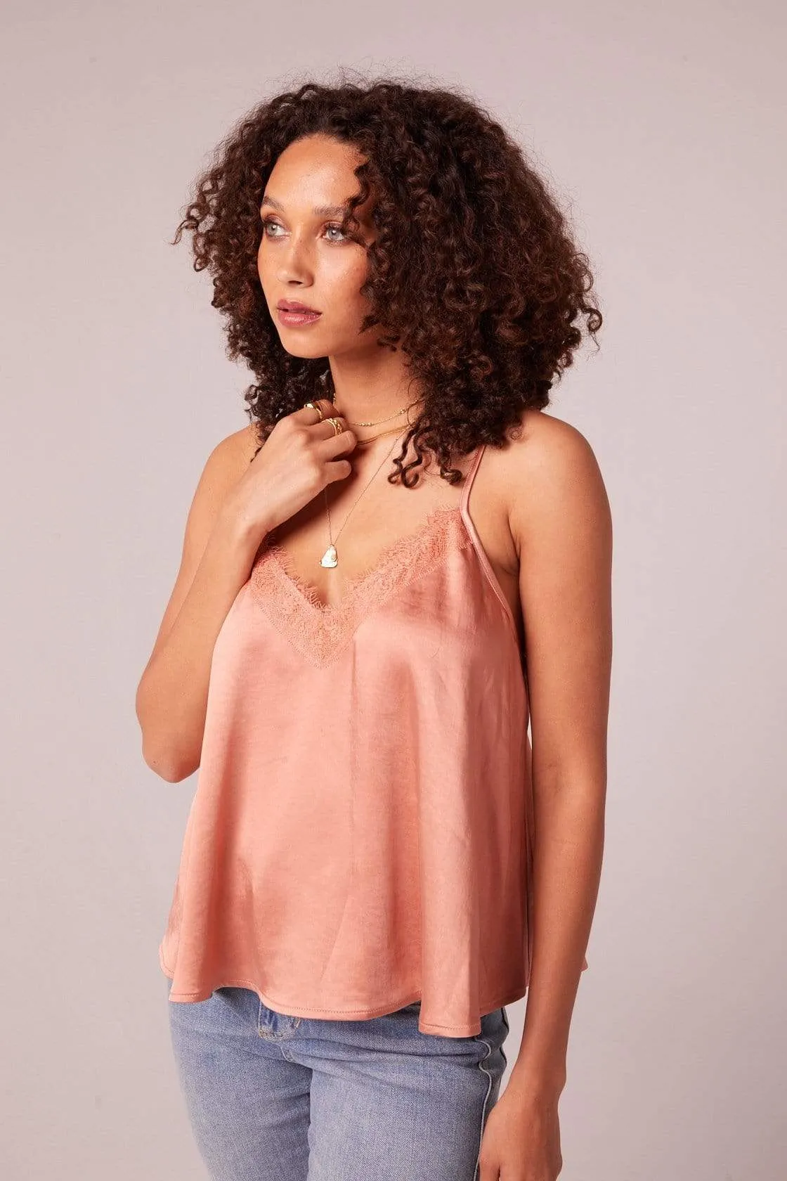 Athena Satin Tank Top Peach