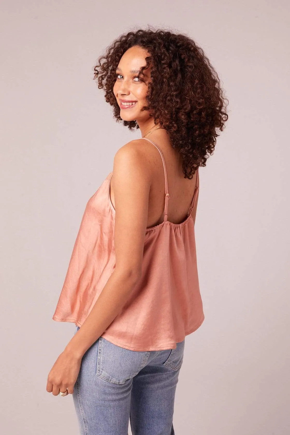 Athena Satin Tank Top Peach