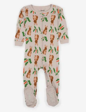 Baby Footed Beige Bunny Pajamas