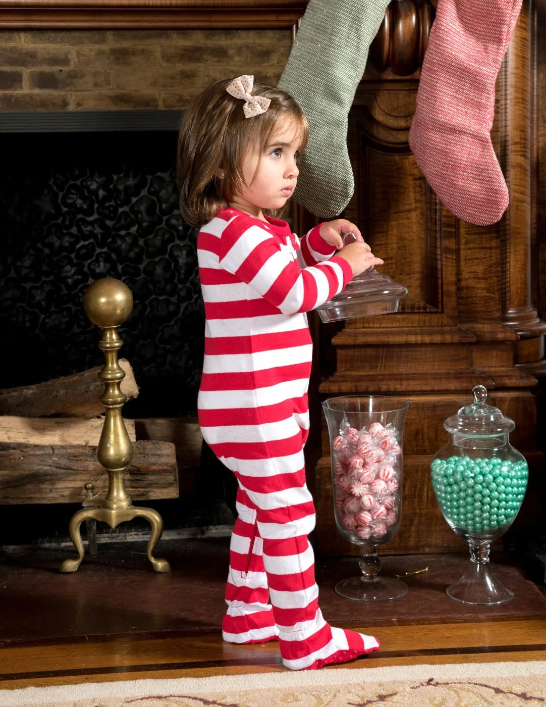 Baby Footed Red Striped Pajamas