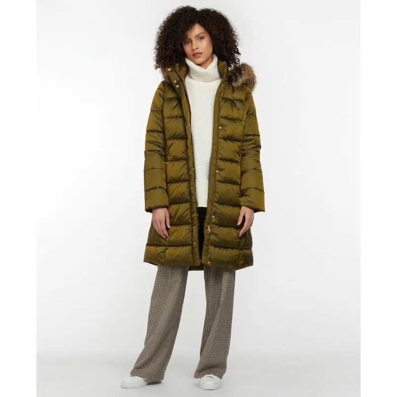 Barbour Crinan Ladies Quilted Coat - Military Olive/ Hawthorn Tartan