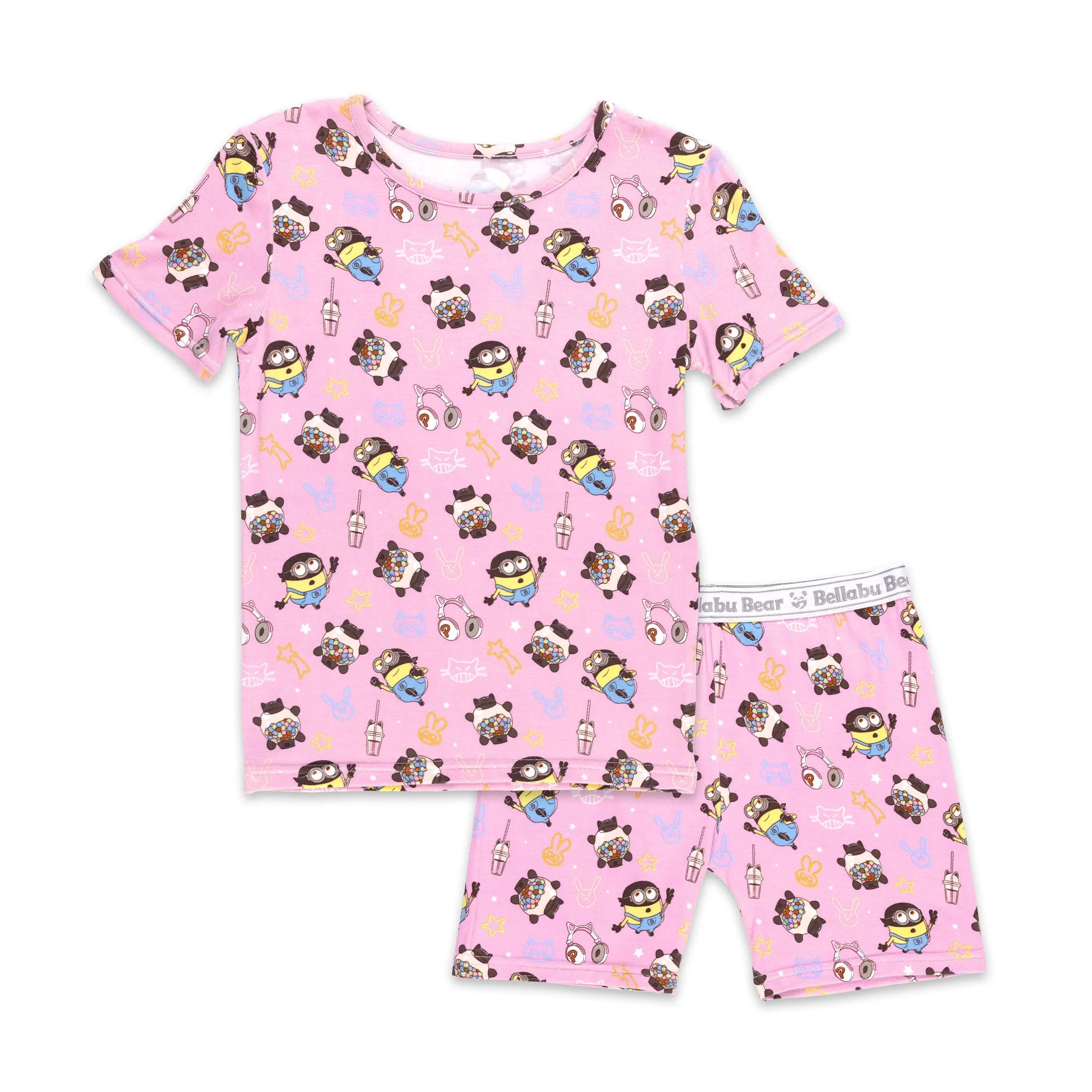 Bellabu Bear 2 piece Short Sleeve w/ Shorts PJ Set - Minions Always Poppin'