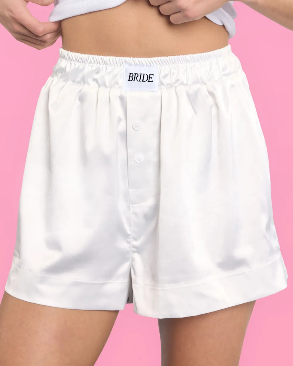 Bride Boxers - white satin shorts