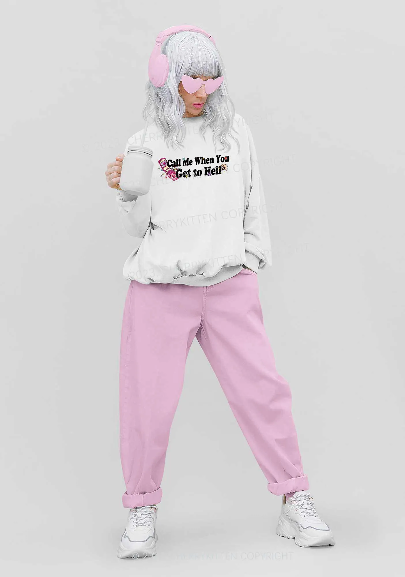 Call Me When You Get To Hell Y2K Sweatshirt Cherrykitten