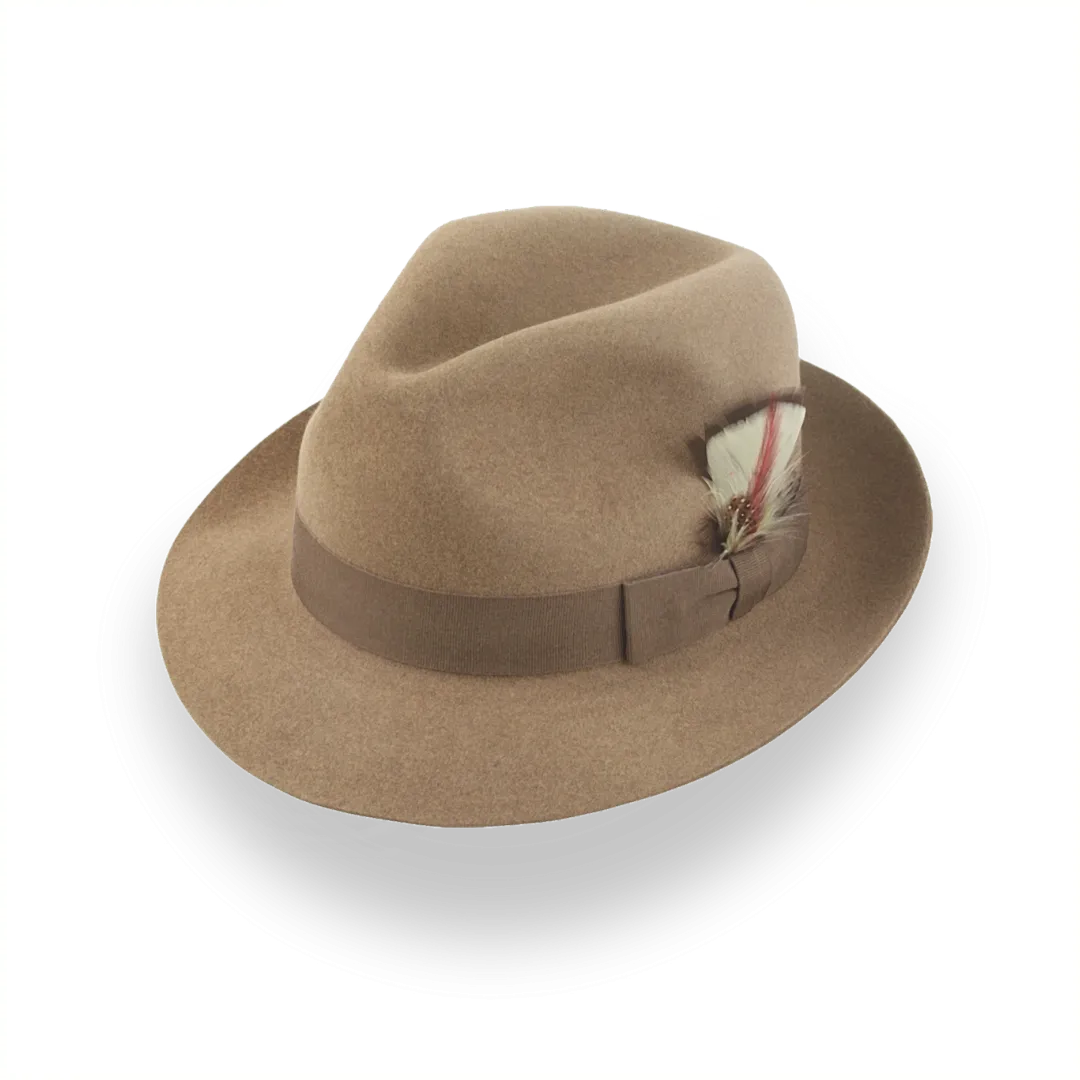 Camel Medium Brim Fedora in Premium Beaver Fur Felt | The Phoenix