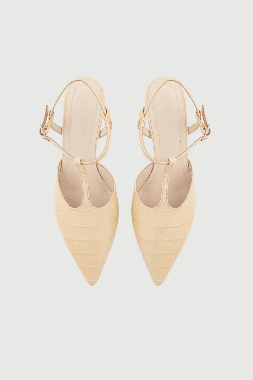 Camila Pumps in Vanilla croc-effect Leather