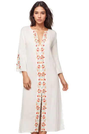 Catalana Maxi Cotton Dress  with Embroidery