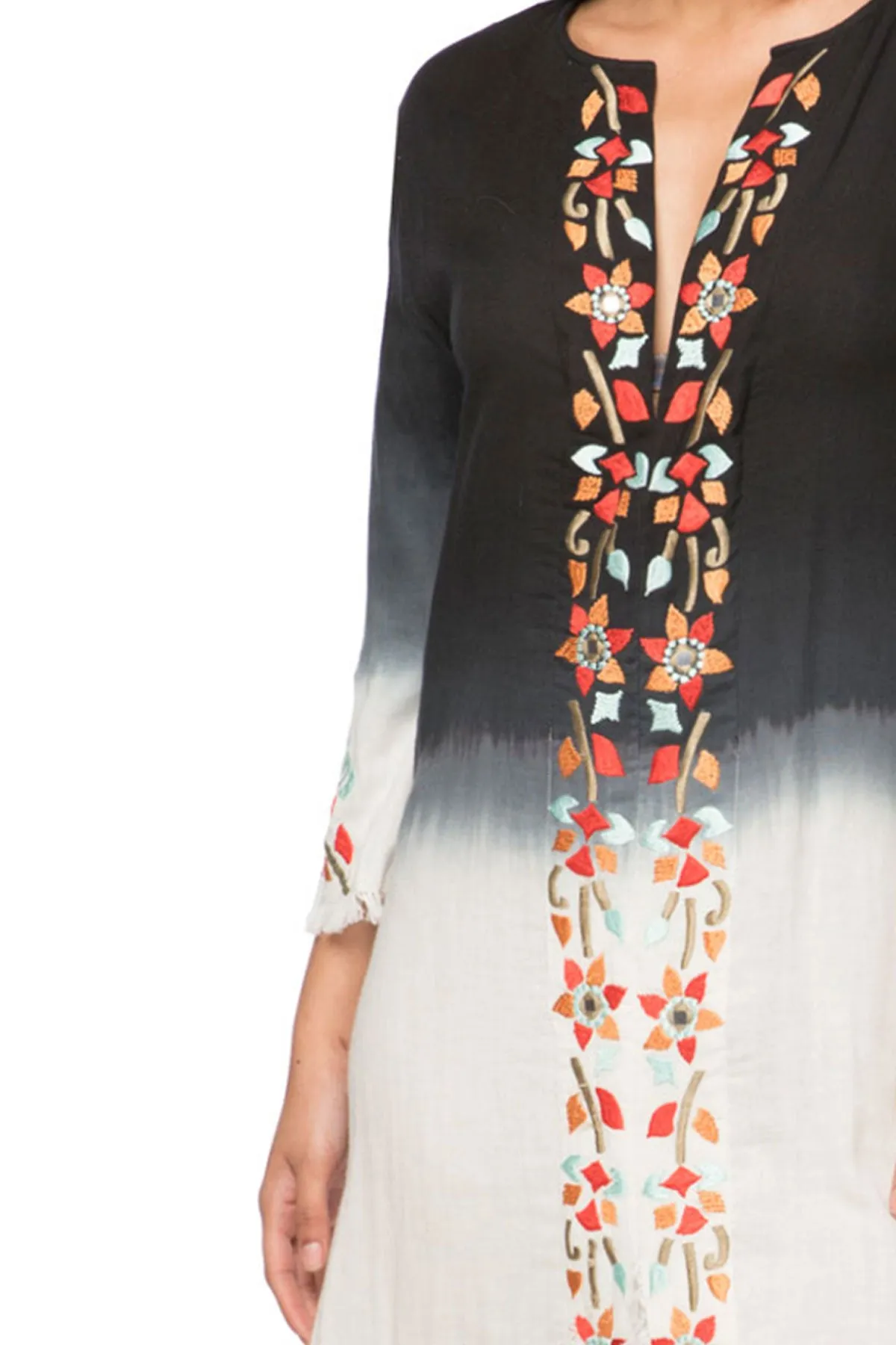 Catalana Maxi Cotton Dress  with Embroidery