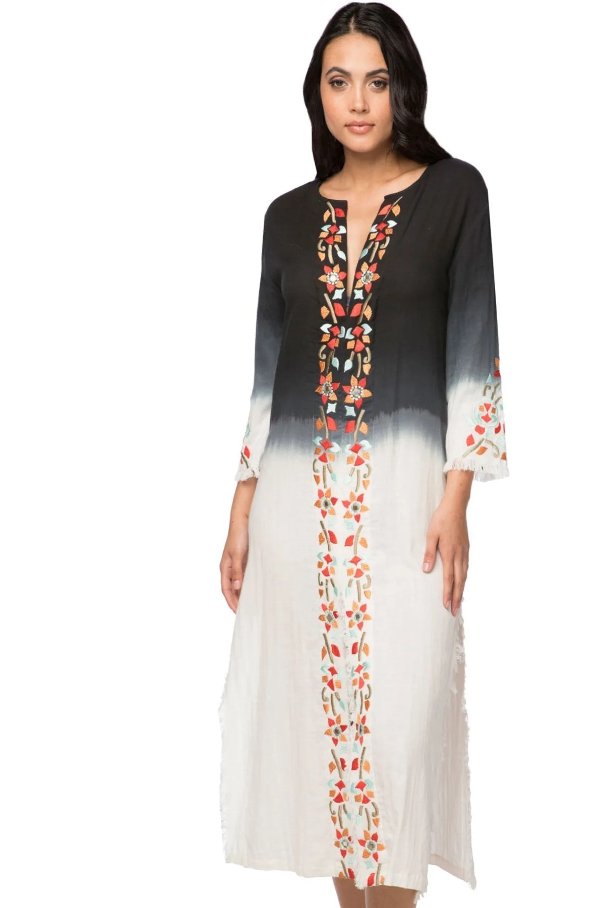 Catalana Maxi Cotton Dress  with Embroidery