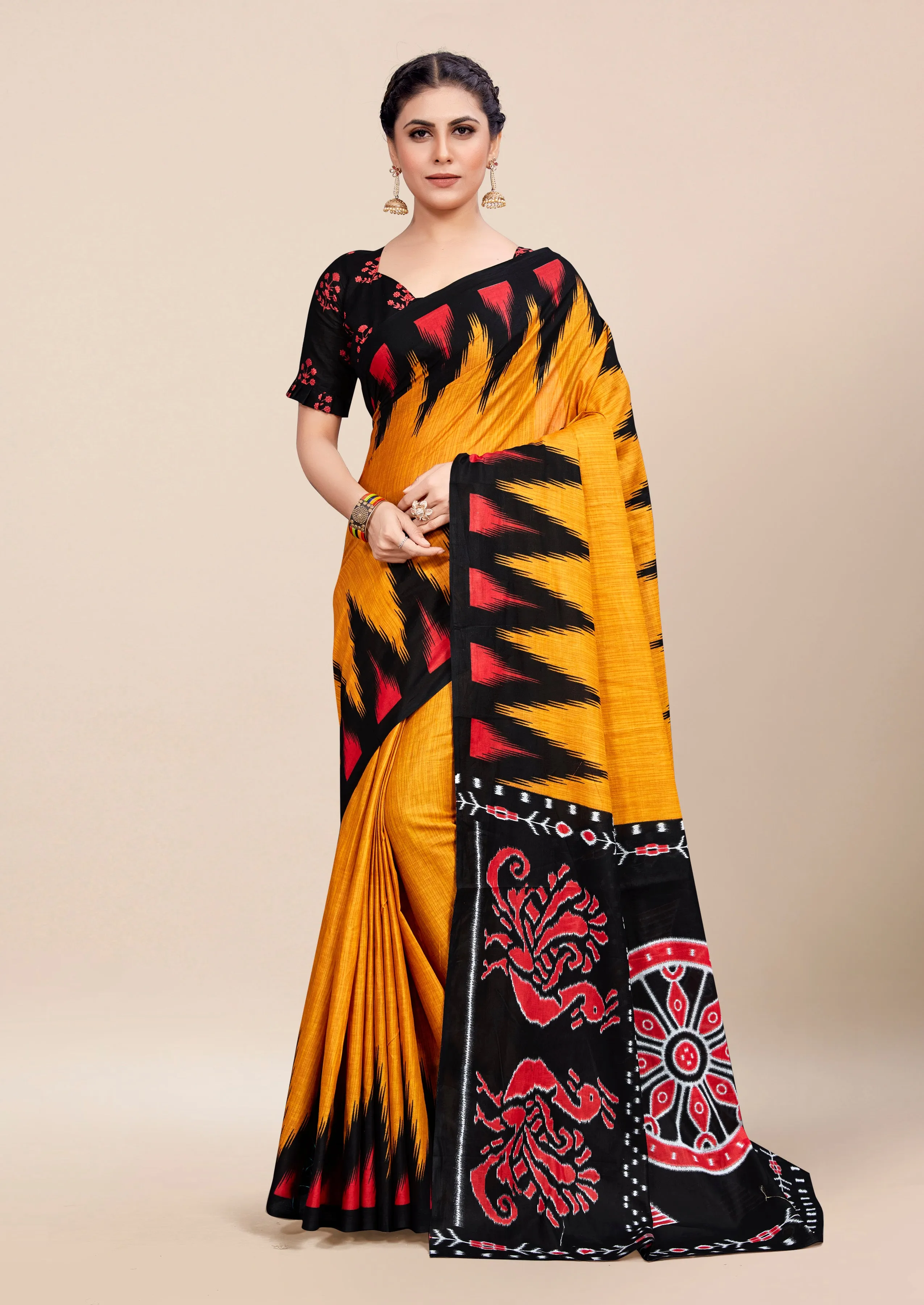 Charming Pure Cotton Jaipur Block Print Saree With Blouse Piece