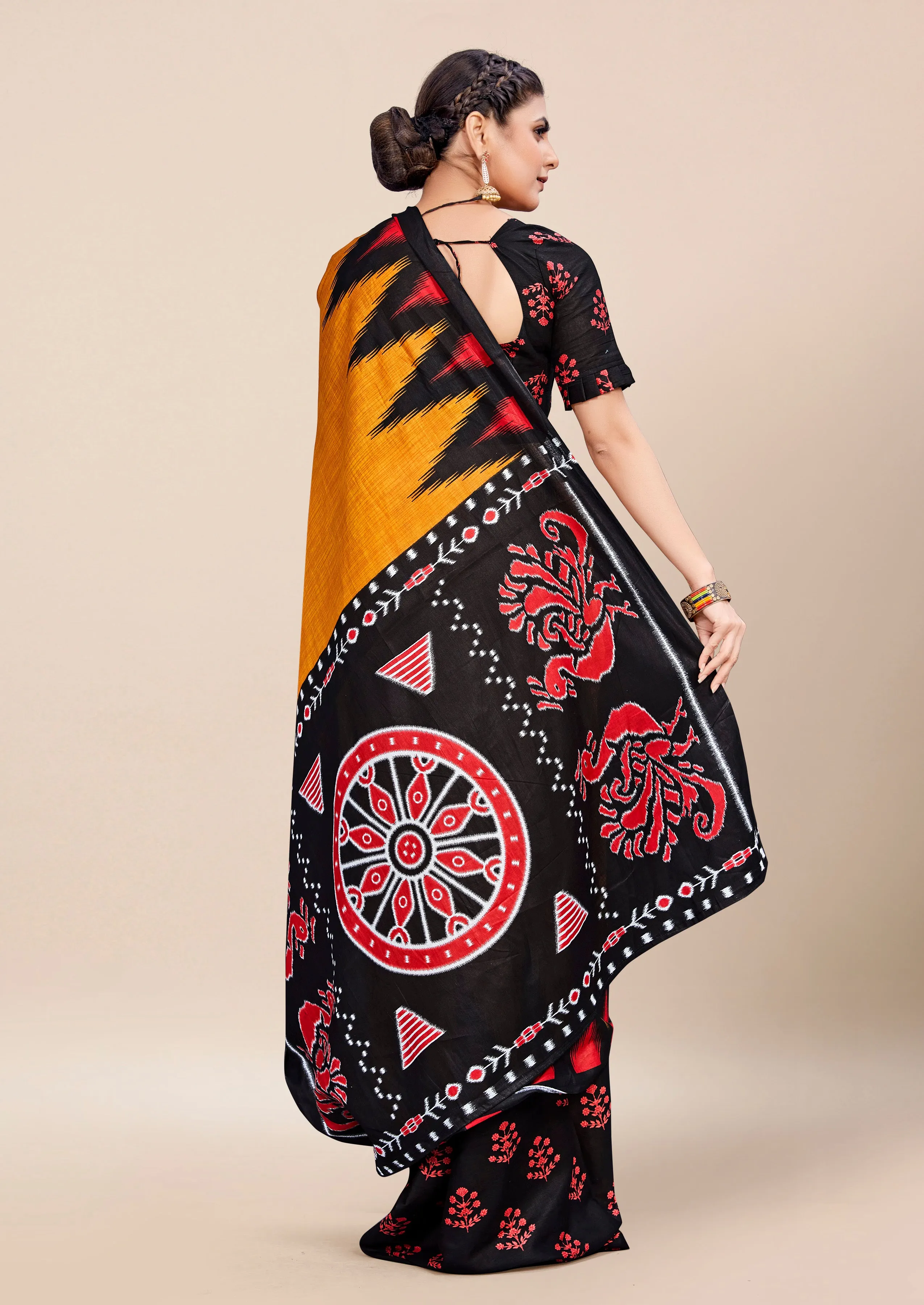 Charming Pure Cotton Jaipur Block Print Saree With Blouse Piece