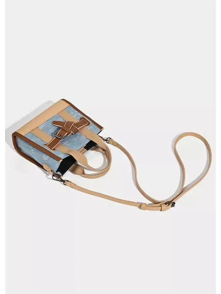 Chic Denim Crossbody Bag with Flap Pocket