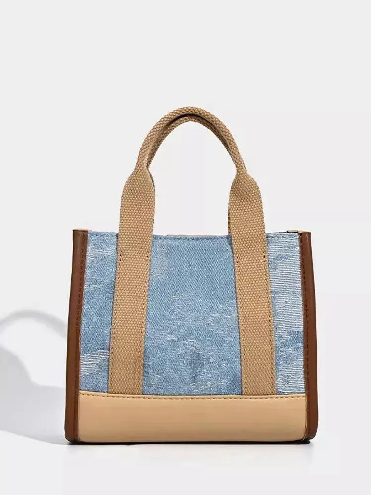 Chic Denim Crossbody Bag with Flap Pocket