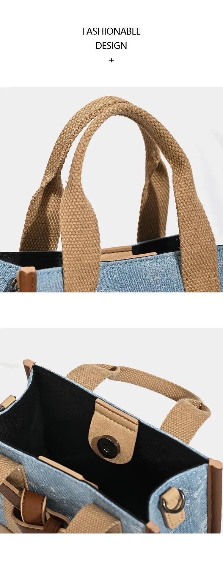 Chic Denim Crossbody Bag with Flap Pocket