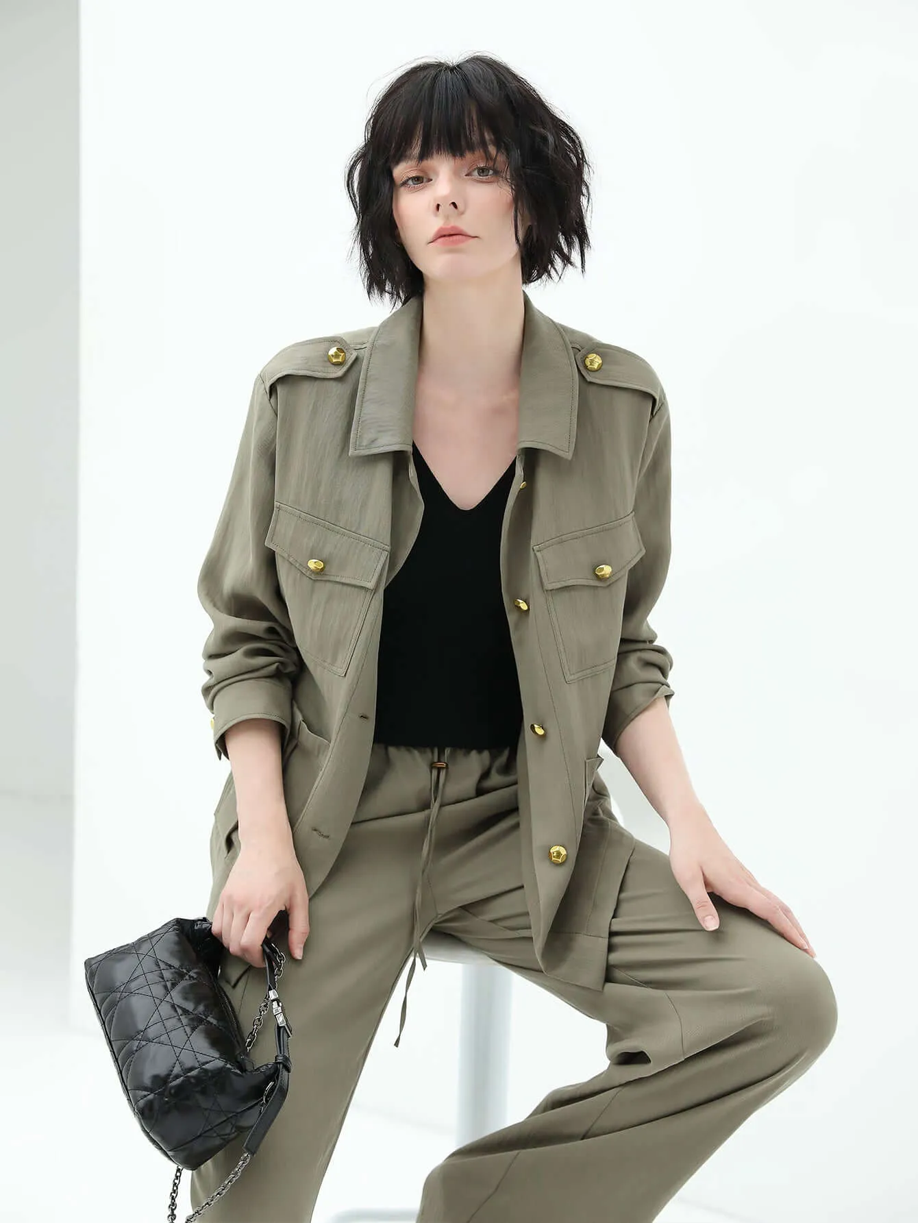 Chic Green Workwear Jacket