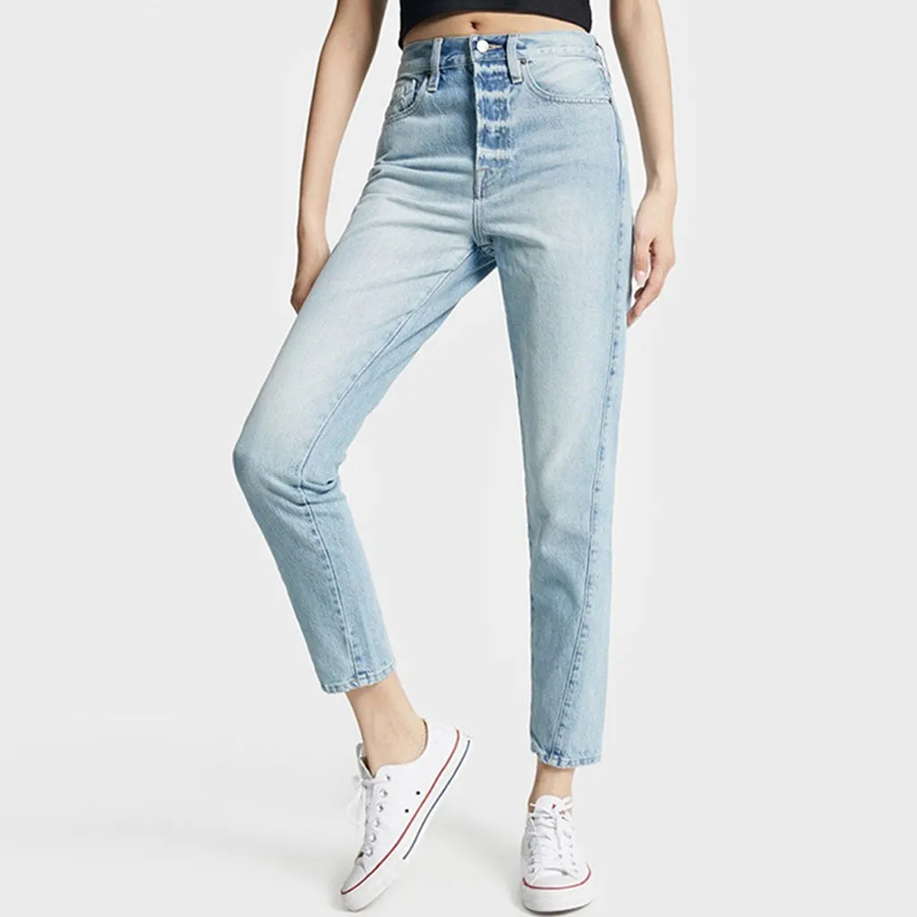 Chic Mid Rise Twisted Seam Button Fly Cropped Skinny Jeans - Blue