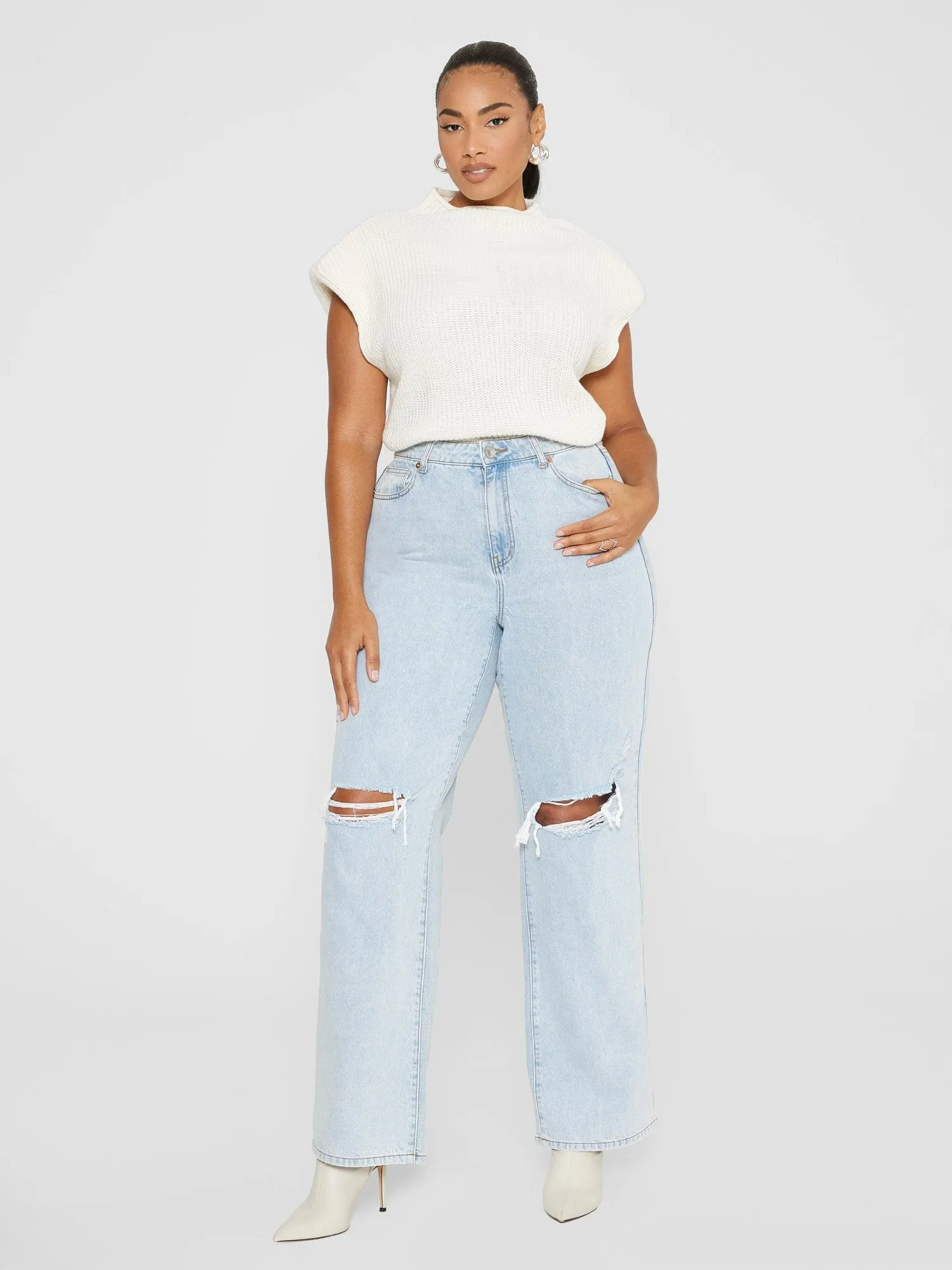 Chloe High Rise Destructed Relaxed Fit Jeans - Gabi Fresh x FTF