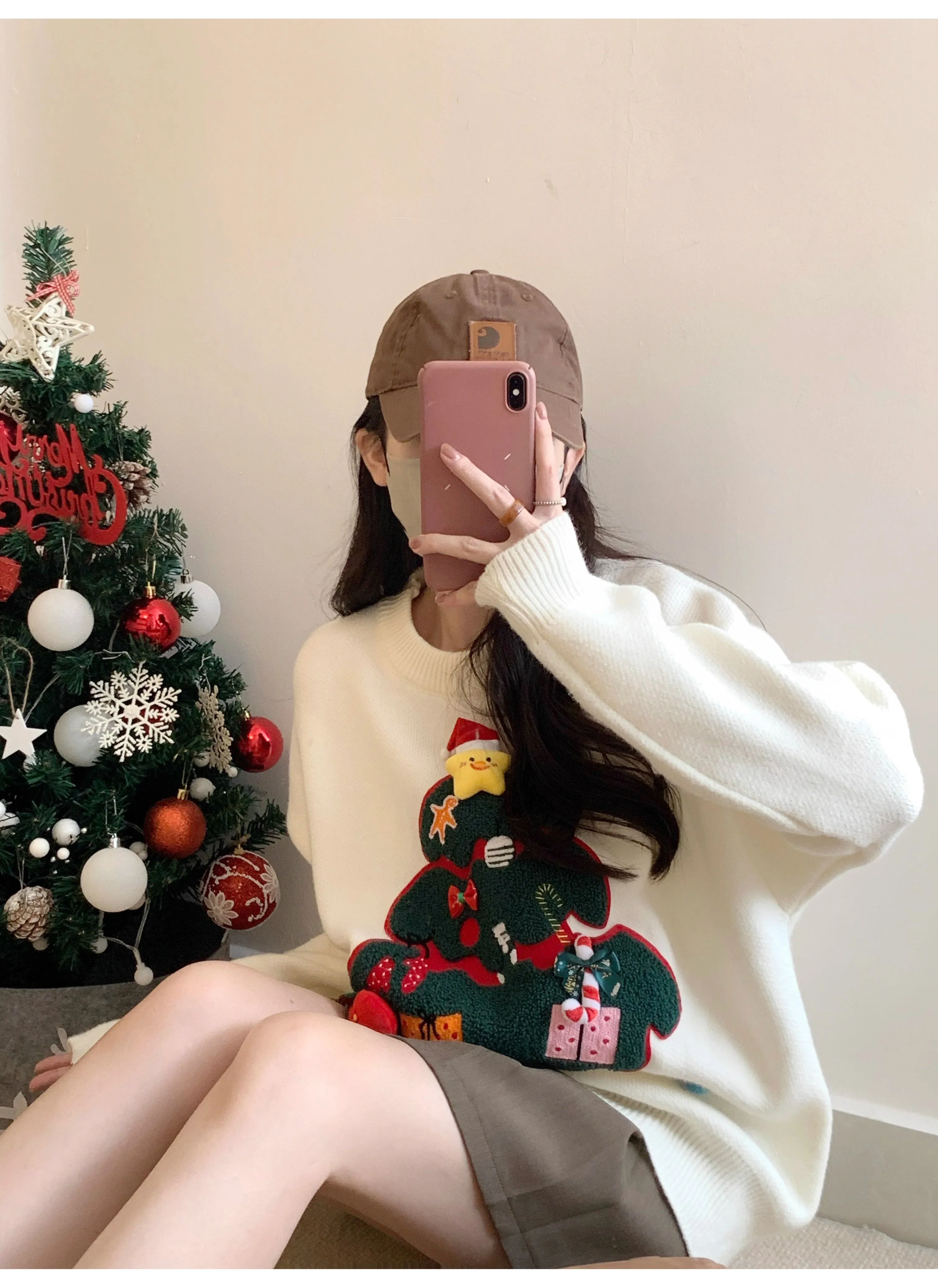 Christmas tree sweater design knitted top     S4737