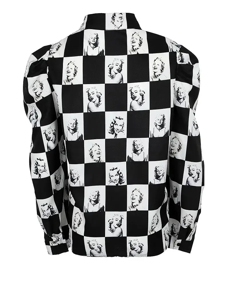 Deanwangkt - Check Print Puff Sleeve Shirt