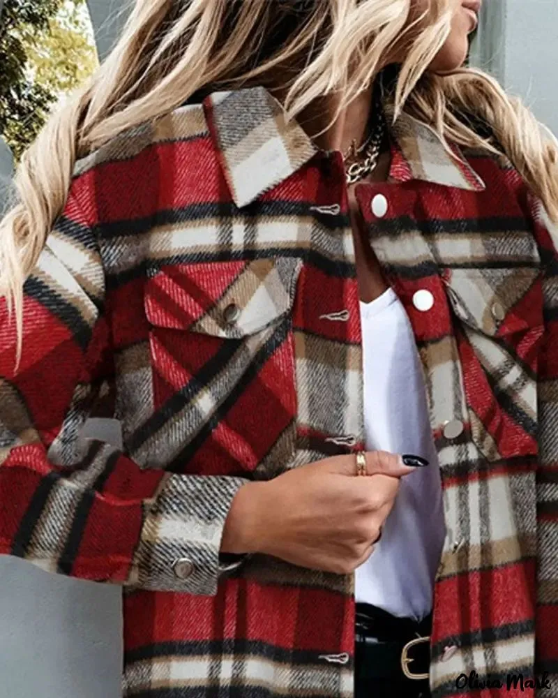 Deanwangkt - Long Sleeve Plaid Button Up Jacket