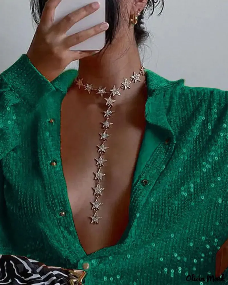 Deanwangkt - Sequin Button-Down Long Sleeve Shirt