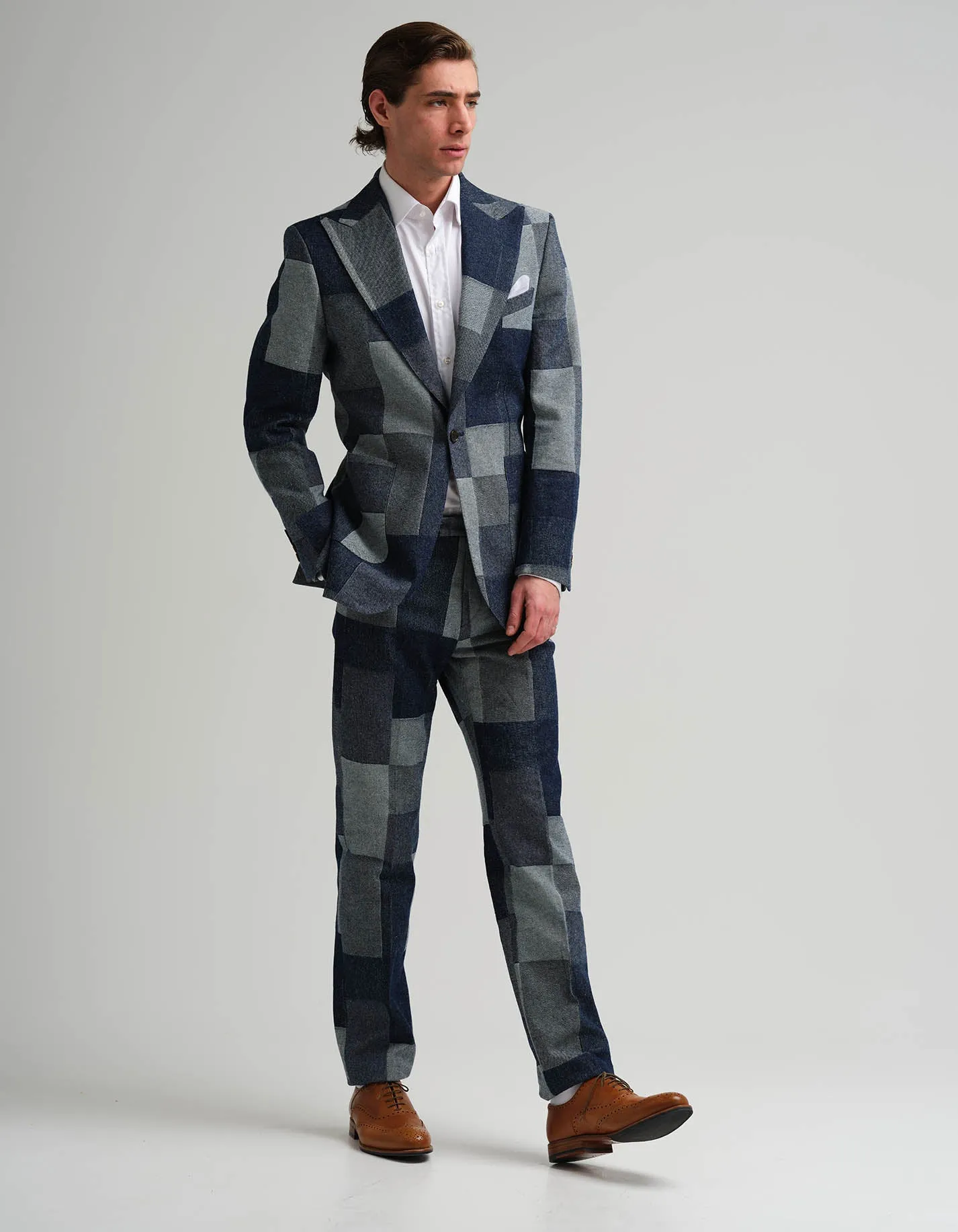 Denim Check 2 Piece Suit