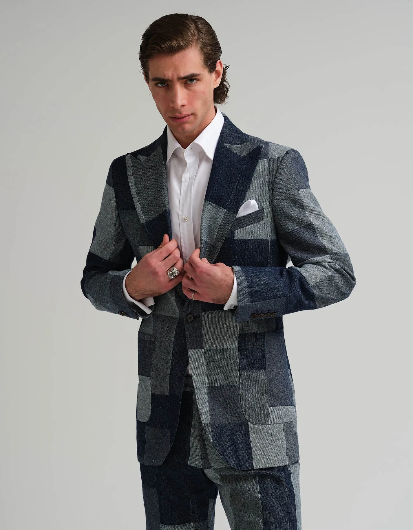 Denim Check 2 Piece Suit