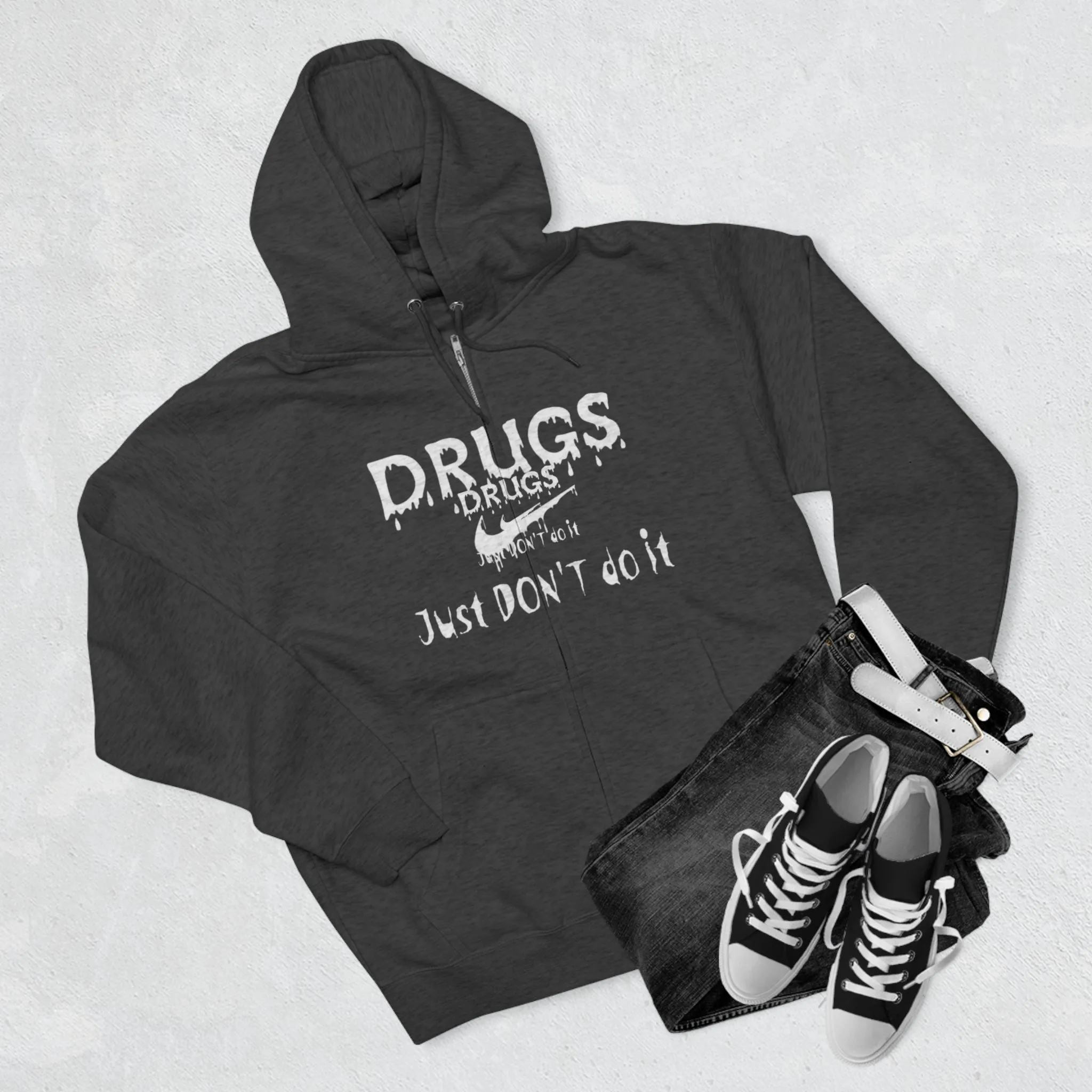 DRUGS, Just don't do it Unisex Zip Hoodie