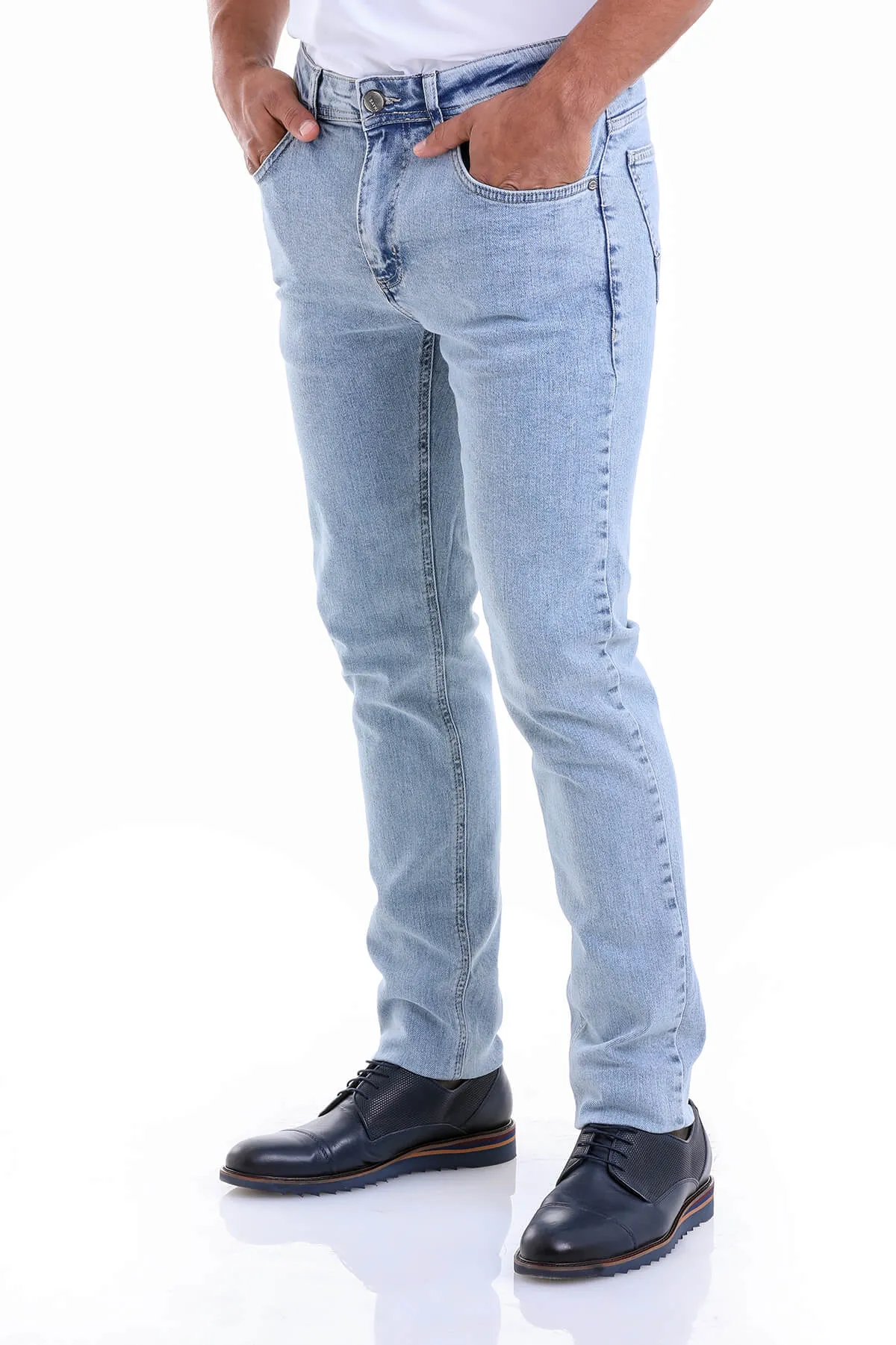 Dynamic Fit 5 Pocket Low Waist Cotton Ice Blue Denim