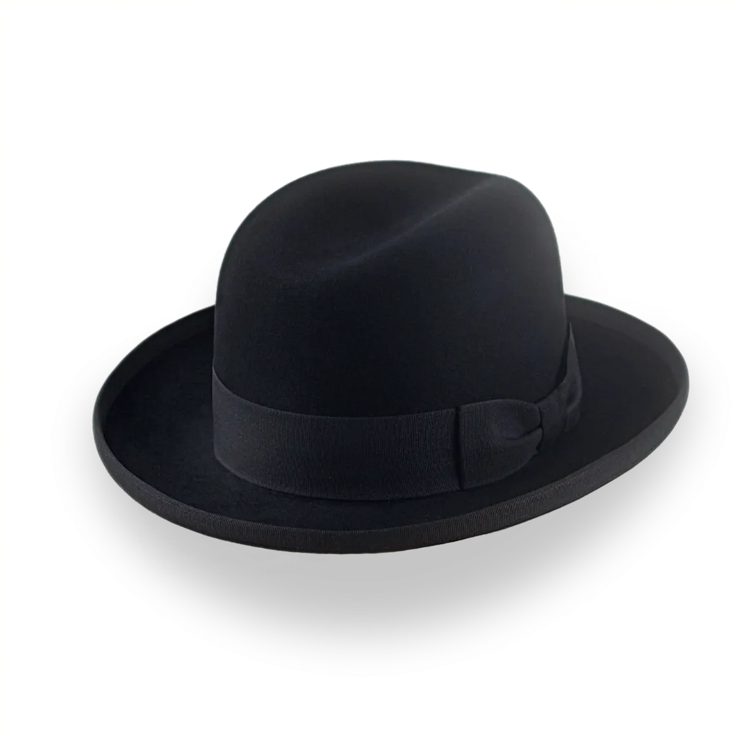 Elegant Black Fur Felt Homburg Hat for Men | The Signature