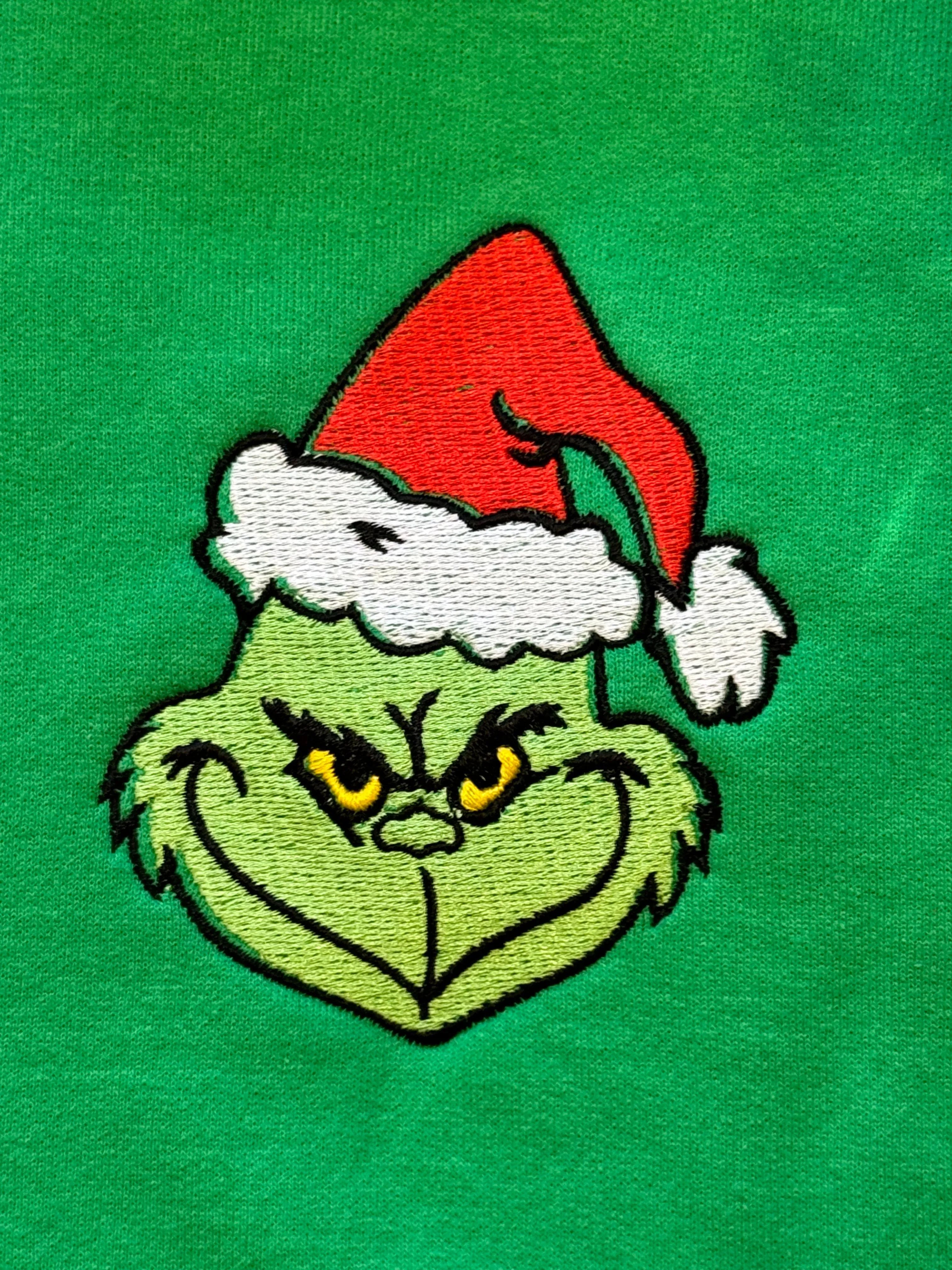 Embroidered Grinch Face Sweatshirt - Youth and Adult