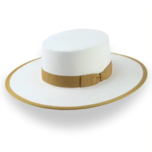 Flat Western Cowboy Hat in Ivory Fur Felt | The Tower