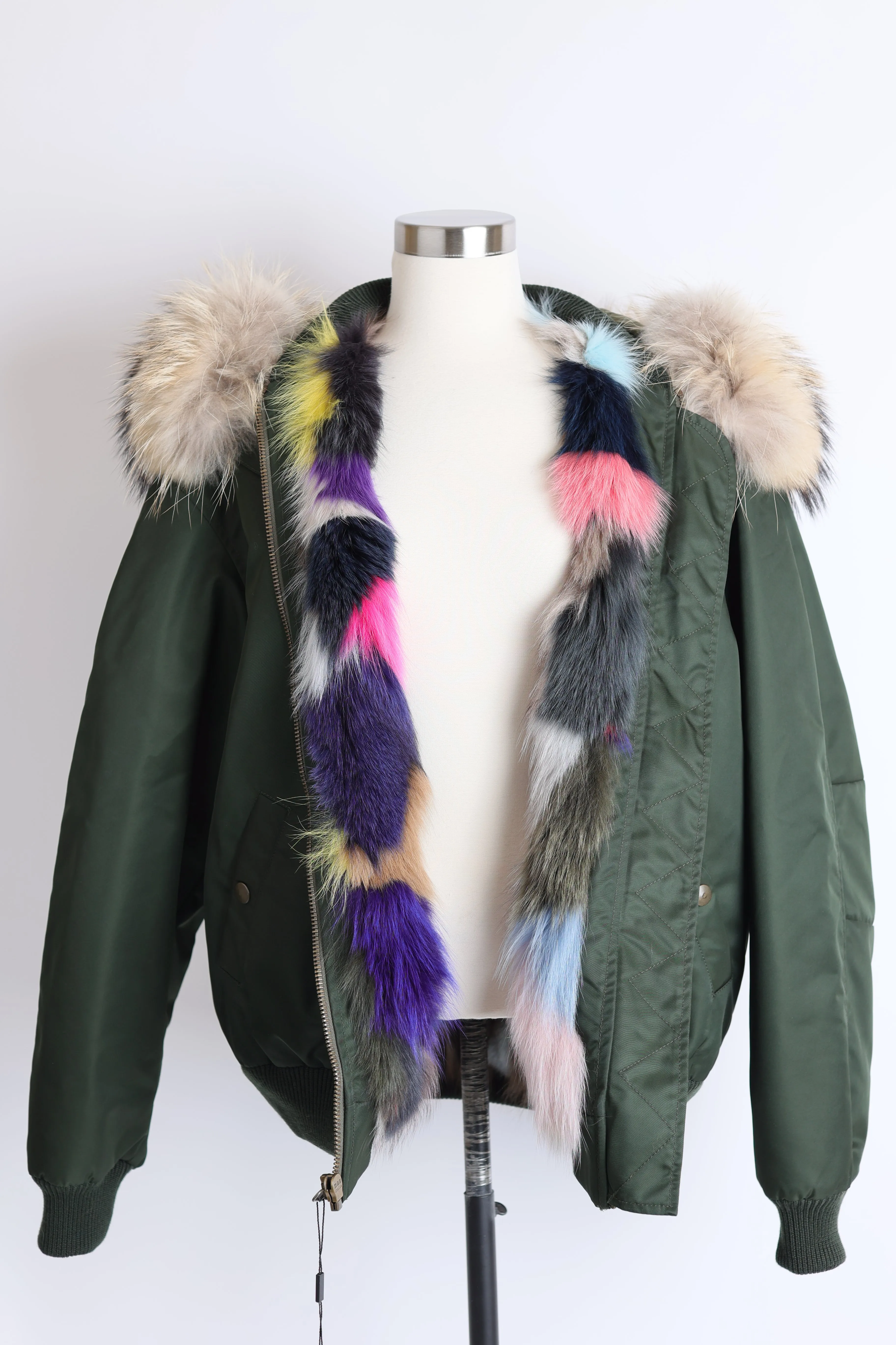 Fox Fur Lined Bomber Jacket