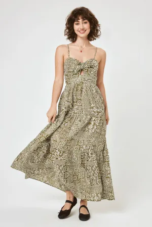 Green Floral Keyhole Maxi Cami Dress