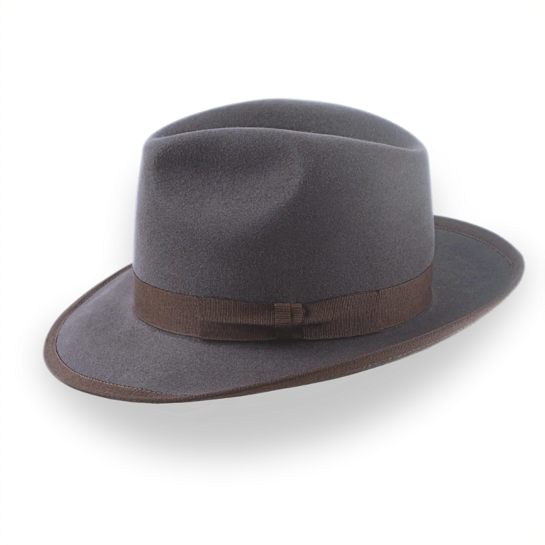 Handcrafted Classic Fedora in Caribou Grey Fur Felt | The Cavalieri