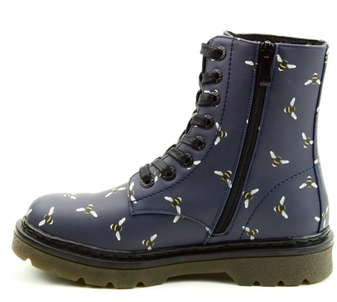 Heavenly Feet Justina Ladies Bee Print Lace Up Ankle Boot