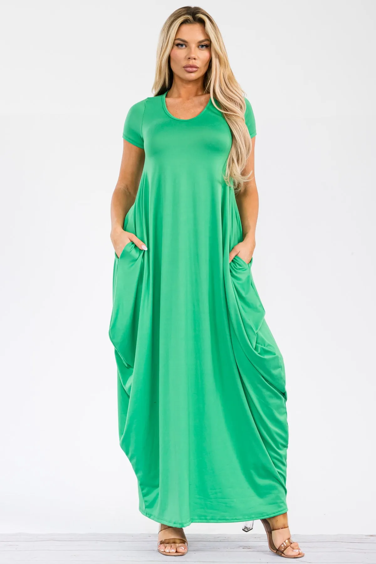 HH645R-S - SHORT SLEEVE MAXI DRESS