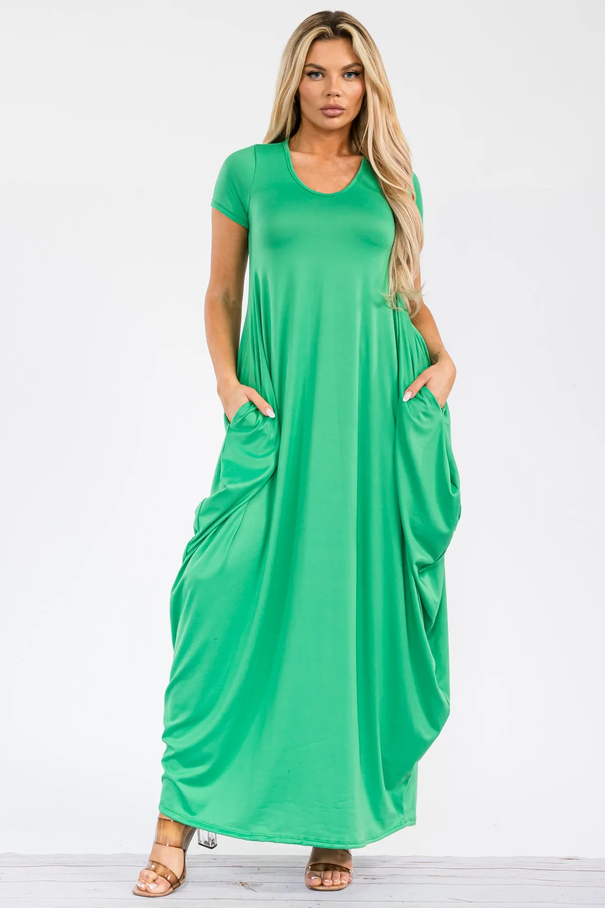 HH645R-S - SHORT SLEEVE MAXI DRESS