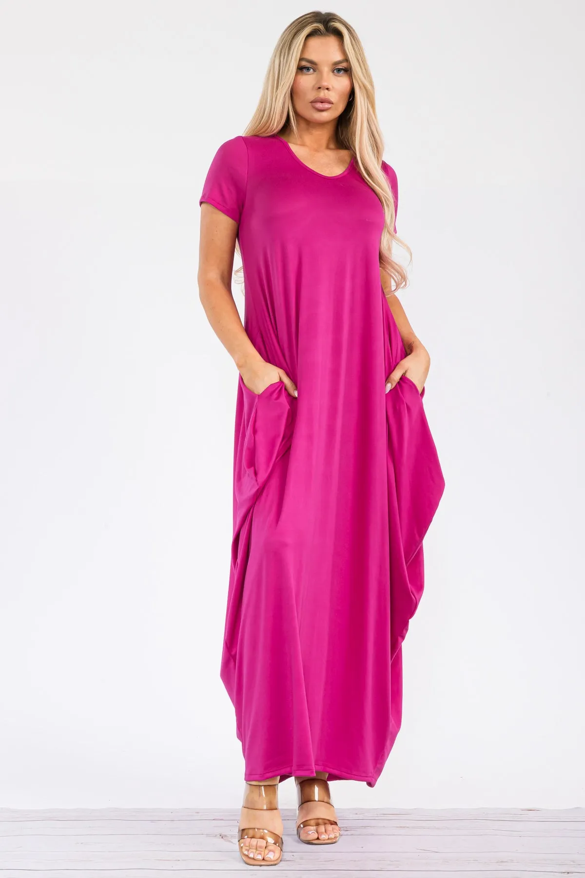 HH645R-S - SHORT SLEEVE MAXI DRESS