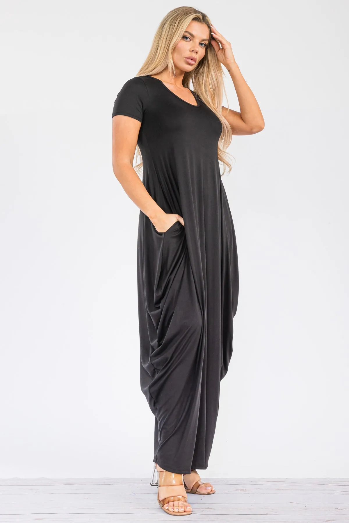 HH645R-S - SHORT SLEEVE MAXI DRESS