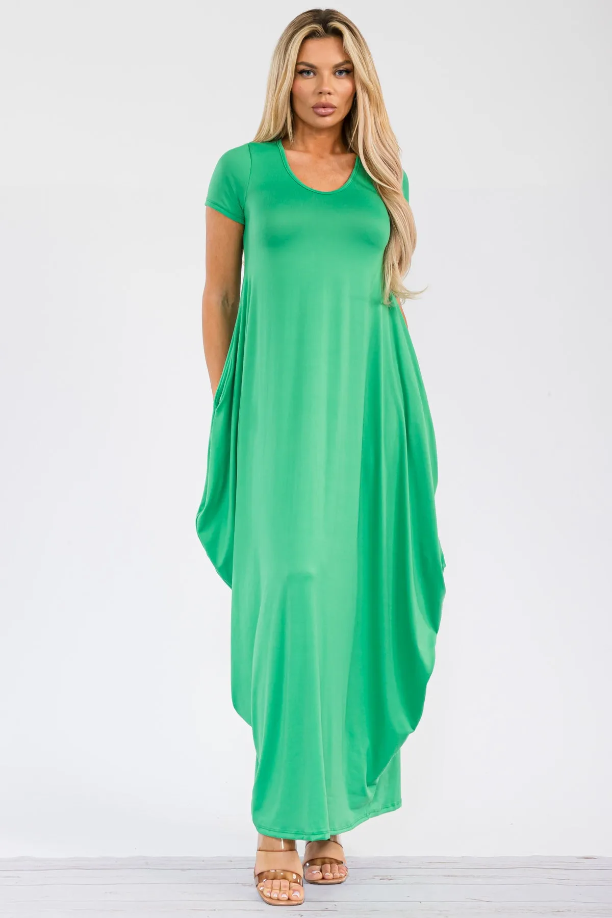 HH645R-S - SHORT SLEEVE MAXI DRESS