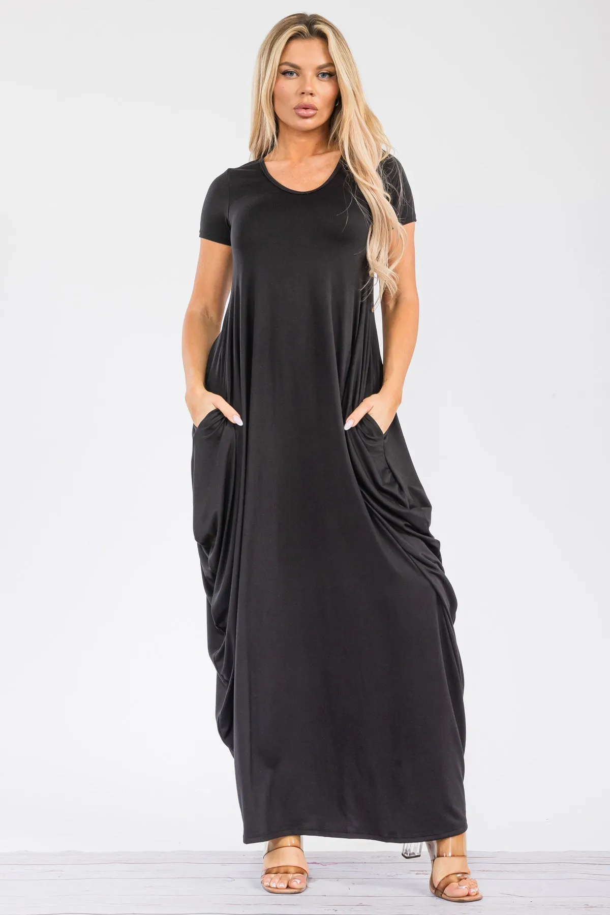 HH645R-S - SHORT SLEEVE MAXI DRESS